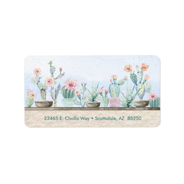 Étiquette Aquarelle Cactus (Devant)