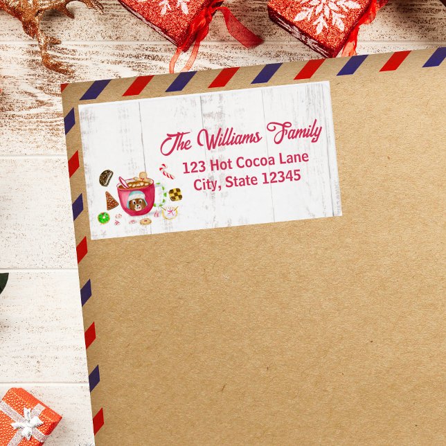 Étiquette Aquarelle Chocolat pain d'épices Cookies Fêtes (Cozy cocoa and Christmas treats, spreading sweet holiday joy in the mail!)