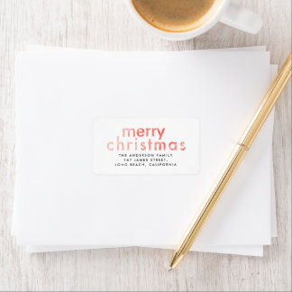 Étiquette Aquarelle de Noël rouge minimaliste
