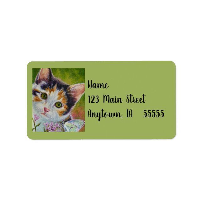 Étiquette Aquarelle de papillon Calico Kitten & Sulfur Art L (Devant)