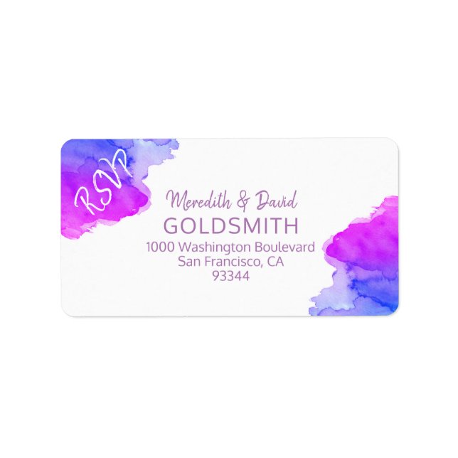 Étiquette Aquarelle étoile de David Bat mitzvah Retour RSVP (Devant)