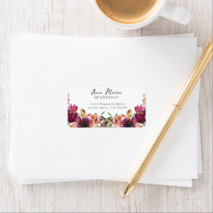 Étiquette Aquarelle Fleurs sauvages floraux