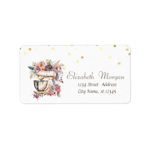 Étiquette Aquarelle Floral Mixer Confettis Dorés