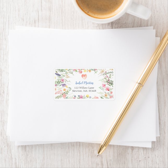 Étiquette Aquarelle Florale ABC Alphabet Baby shower Adresse (En situation)