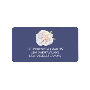Étiquette Aquarelle florale de pivoine blanche bleu