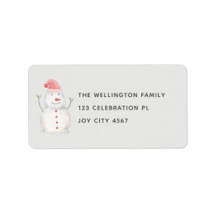 Étiquette Aquarelle gris mignonne Noël Snowman Adresse