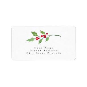 Étiquette Aquarelle Holly Sprigs