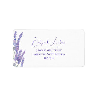 Étiquette Aquarelle Lavender Flowers Mariage Adresse de reto
