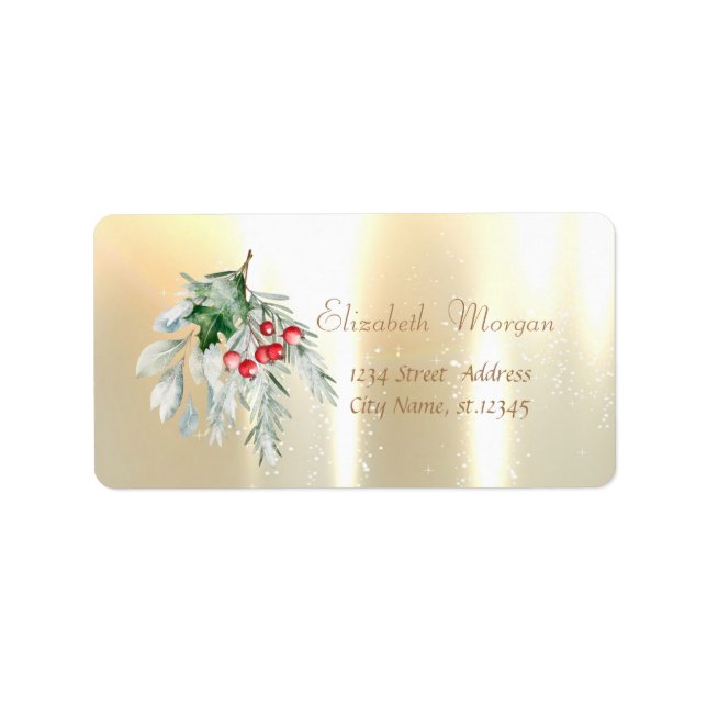 Étiquette Aquarelle Mistletoe Gold (Devant)