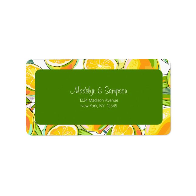 Étiquette Aquarelle moderne Lemon Jardin jaune (Devant)