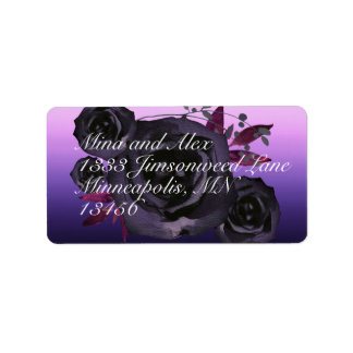 Étiquette Aquarelle moderne Rose noir violet