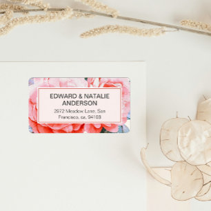 Étiquette Aquarelle Peony   PinkFlower Wedding Adresse RSVP