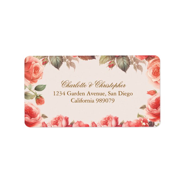 Étiquette Aquarelle romantique Floral Mariage Adresse de ret (Devant)
