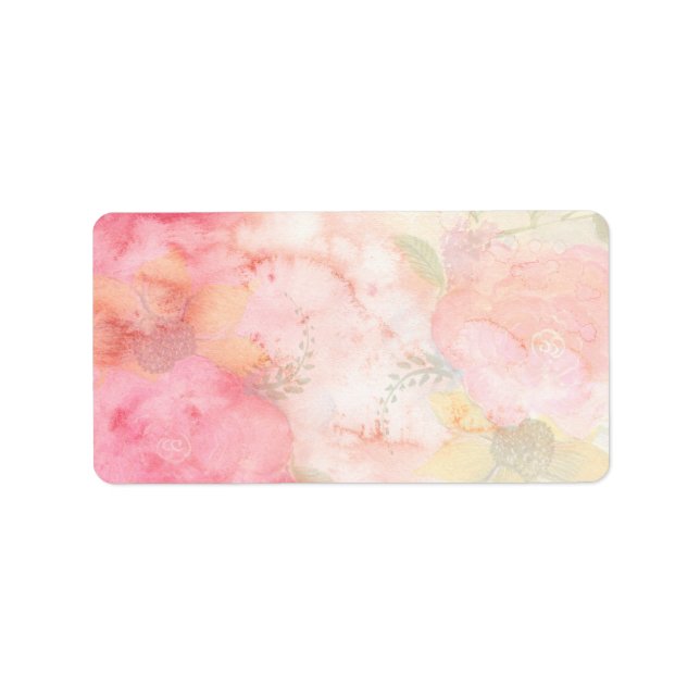 Étiquette Aquarelle rose Arrière - plan floral (Devant)