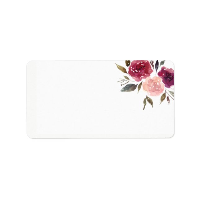 Étiquette Aquarelle rustique Bourgogne Marsala Floral | (Devant)