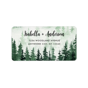 Étiquette Aquarelle Rustique Green Forest Adresse de retour