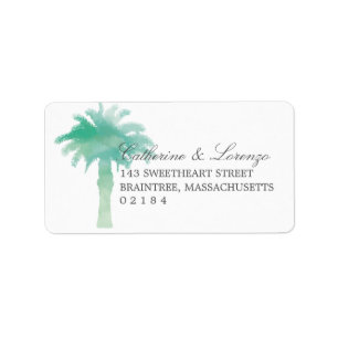 Étiquette Aquarelle Serene Palm Tree   Adresse