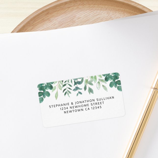 Étiquette Aquarelle verte Adresse de retour (Créateur téléchargé)