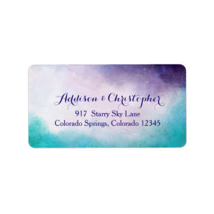 Étiquette Aquarelle violet et turquoise Personnalisée