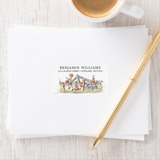 Étiquette Aquarelle Winnie les Pooh & Pals Anniversaire (En situation)