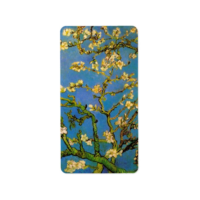 Étiquette Arbre aux amandes en fleurs par Vincent van Gogh (Devant)