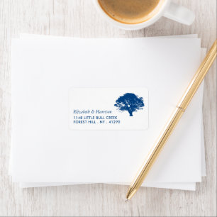 Étiquette Arbre Chêne Bleu, Mariage Rustique & Minimaliste