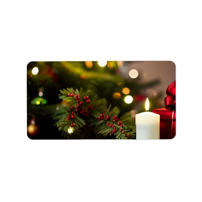 Étiquette Arbre De Noël Aux Bougies (Devant)