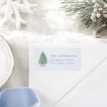 Arbre de Noël bleu aquarelle élégant pour les fête