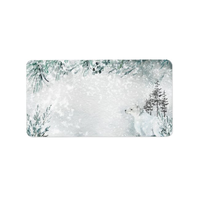 Étiquette Arctic Fox Snowy Winter Woodland Adresse postale (Devant)