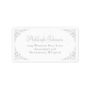 Étiquette Argent Botanical Frame Wedding RSVP Adresse de ret
