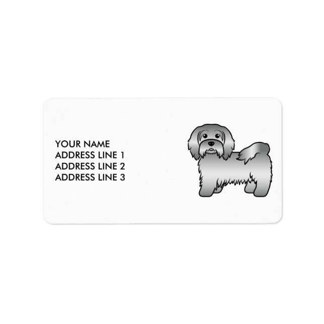 Étiquette Argent Havanais mignon dessin chien et texte perso (Devant)