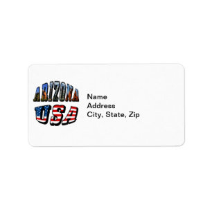 Étiquette Arizona Picture et USA Flag Text