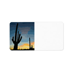 Étiquette Arizona Saguaro Cactus Sunset sud-ouest