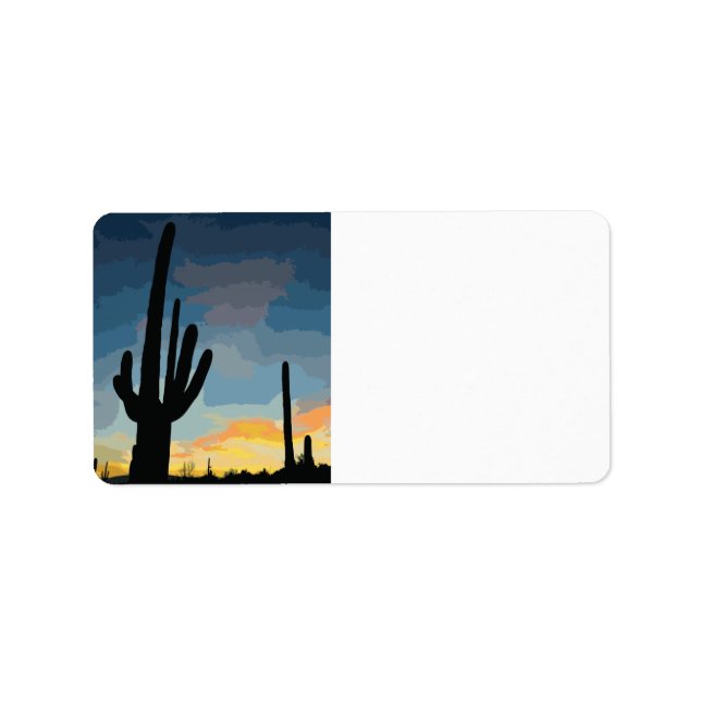 Étiquette Arizona Saguaro Cactus Sunset sud-ouest (Devant)