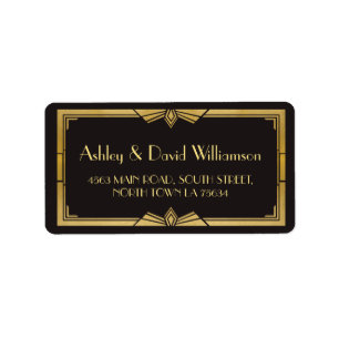 Étiquette Art Déco 1920s Gatsby Mariage Adresse de retour La