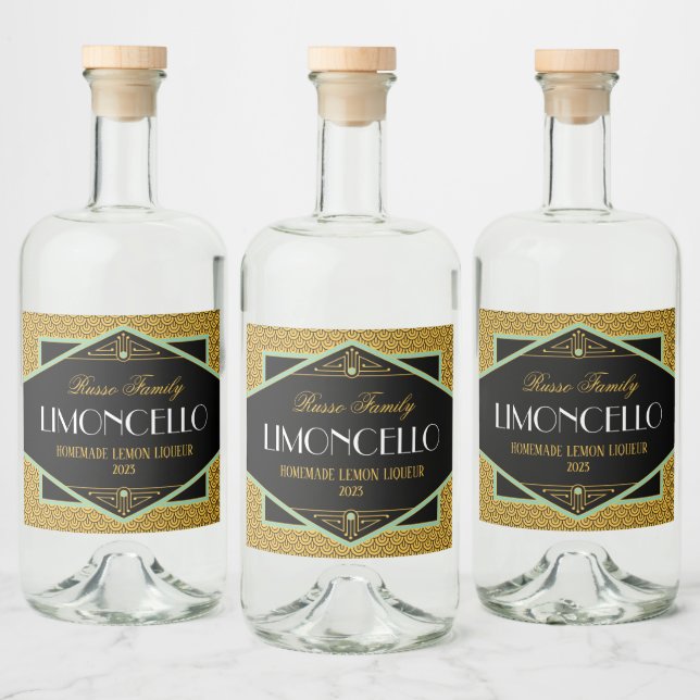 Étiquette Art déco Gold et Black Liqueur (Bouteilles)