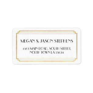 Étiquette Art Déco Mariage Gold Retourner Adresse Label Art