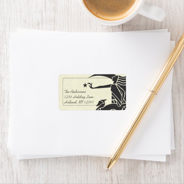 Étiquette Art Nouveau Deer Damask Retourner Adresse Étiquett (En situation)