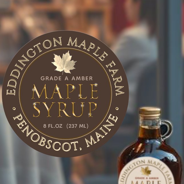 Étiquette au sirop d'érable en or ciselé avec feui (Créateur téléchargé)