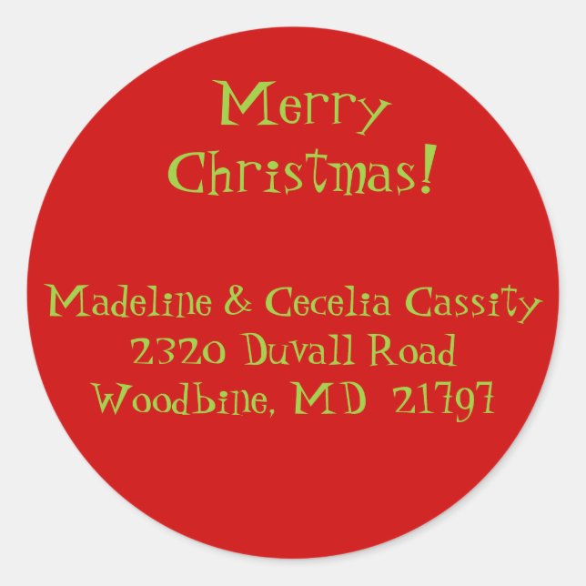 Étiquette autocollant d'adresse de Noël (Devant)