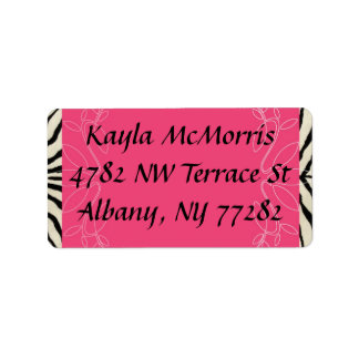 Étiquette Autocollant zèbre et rose