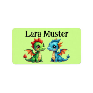 Étiquette Autocollants nominatifs carrés - bébé dragon vert