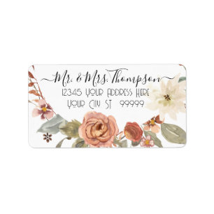 Étiquette Automne Automne Floral Aquarelle Terracotta Feuill