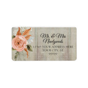 Étiquette Automne Automne Floral Peony Terracotta Grey Adres