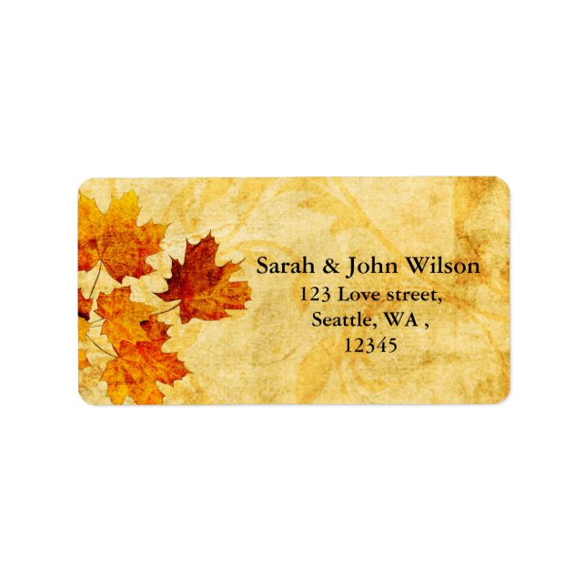 Étiquette automne mariage feuilles de retour  (Devant)