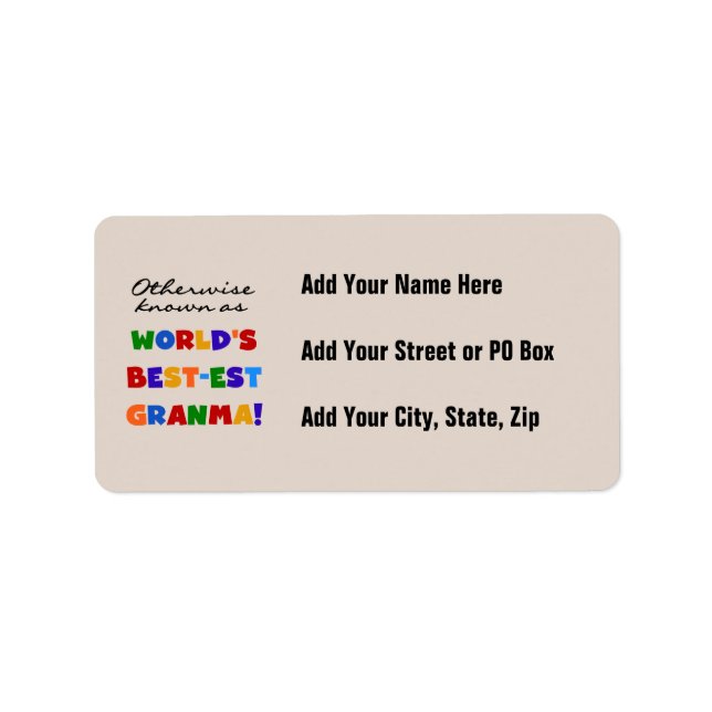 Étiquette Autrement connu comme cadeaux de Meilleur-est (Devant)