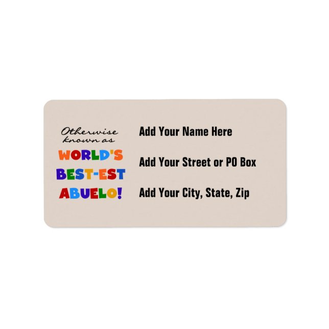 Étiquette Autrement connu comme le meilleur cadeau d'Abuelo (Devant)