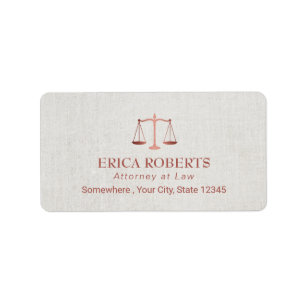 Étiquette Avocat Foil Rose Gold Classy Linen