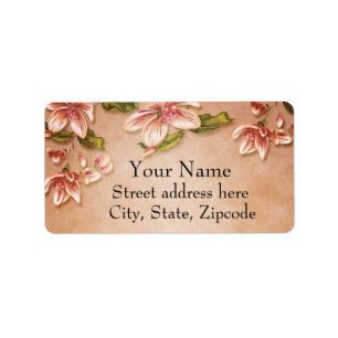 Étiquette Azalées roses Vintage Floral sur Whiskey