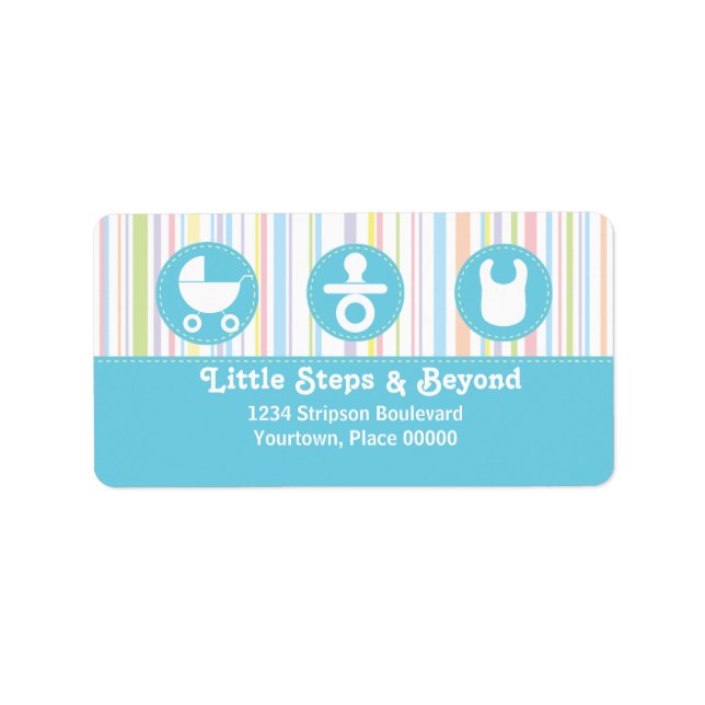 Étiquette Baby Icon Trio Stripes Adresse bleue (Devant)